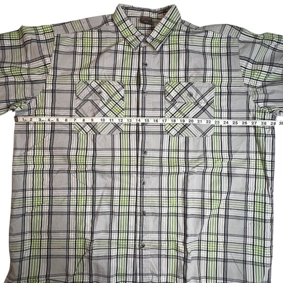 Great Northwest Shirt Mens 2XLT Plaid Short Sleeve Green Plaid Preppy Golf Shirt - Picture 4 of 9
